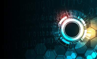 Poster - digital business , vector tech circle and technology background