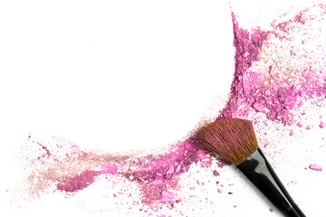 Wall Mural - Powder and blush forming frame, with makeup brush