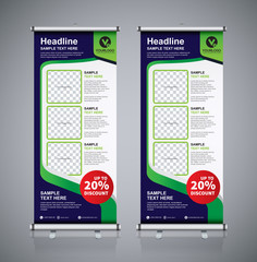 Wall Mural - Roll up banner design template, vertical, abstract background, pull up design, modern x-banner, rectangle size. 