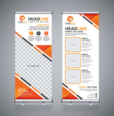 Wall Mural - Roll up banner design template, vertical, abstract background, pull up design, modern x-banner, rectangle size. 
