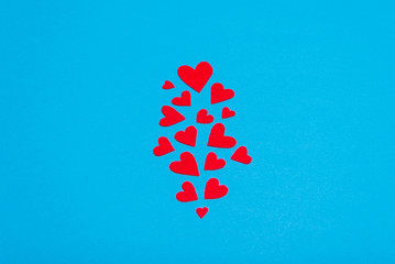 Red hearts on a blue background