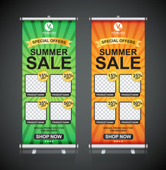 Wall Mural - Roll up banner design template, vertical, abstract background, pull up design, modern x-banner, rectangle size. 