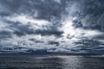 dramatic seascape with stormy clouds