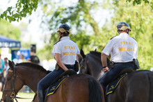 Polish City Guards Patrol On A Horses
