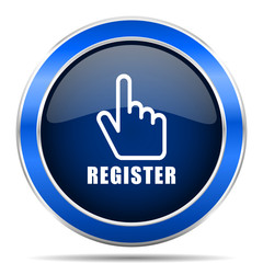 Poster - Register vector icon. Modern design blue silver metallic glossy web and mobile applications button in eps 10