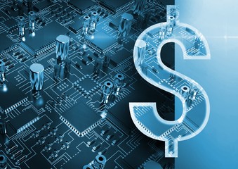 Poster - Composite image of illustrative image of dollar sign