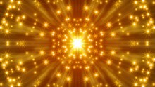 Motion Gold Stars And Flashing Light, Abstract Background, Loop