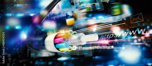 Fotomural Fast internet connection with the optical fiber