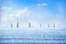 Sailing Boat Yacht Regatta Race On Sea Or Ocean Water