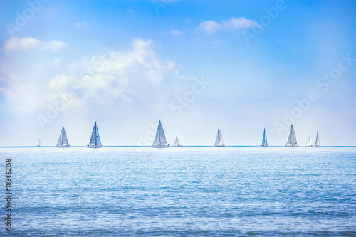 Fotomural Sailing boat yacht regatta race on sea or ocean water