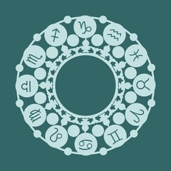 Wall Mural - Astrological symbols in the circle. Decorative ornanet