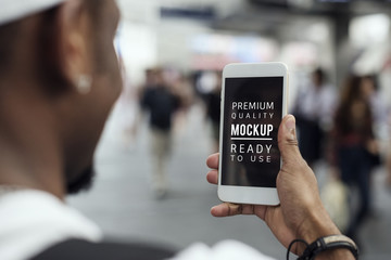 closeup of mobile phone mockup