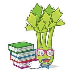 Poster - Student with book celery mascot cartoon style