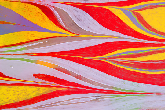 Colorful psychedelic background made of interweaving curved shapes. Marbling Acrylic Paint 