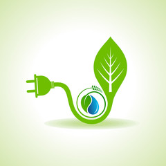 Eco Energy Concept with leaf,plug and water drop