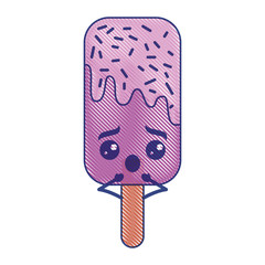 Wall Mural - kawaii ice cream stick cartoon character vector illustration draw design