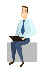 Aufkleber - Isolated businessman with laptop.