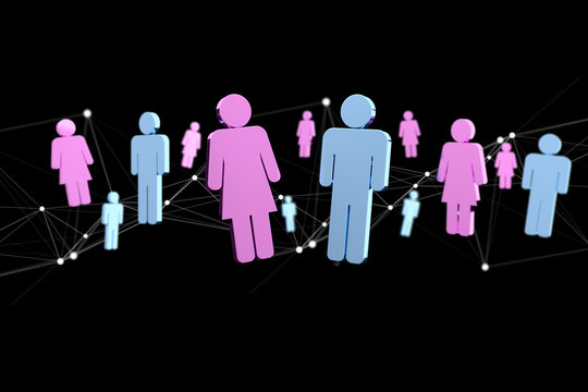 Couple of a man and a woman meeting on the internet - 3D rendering