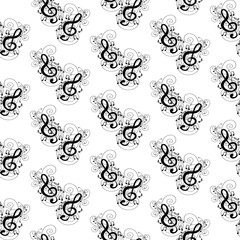  Treble clef seamless pattern Musical notes vector