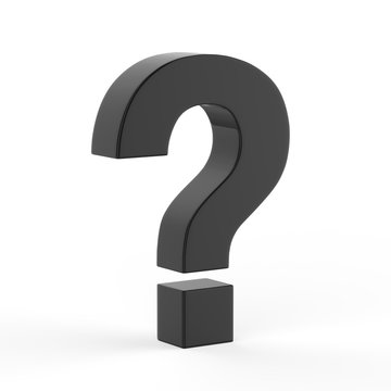 Question and exclamation mark with human head and brain, 3d illustration