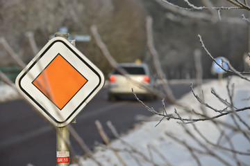 Poster - hiver climat neige voiture auto circulation