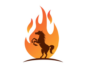 Canvas Print - flame burning horses stallion mustang mare silhouette image