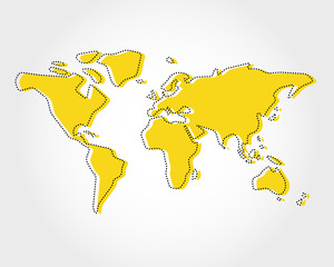 Wall Mural - yellow dotted world map