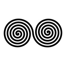 Black Double Spirals. Simple Abstract Ornamental And Decorative Vector Symbol.