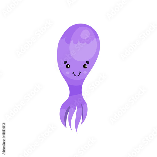 Cute Purple Octopus Cartoon Character Funny Underwater Animal Vector Illustration Buy This Stock Vector And Explore Similar Vectors At Adobe Stock Adobe Stock