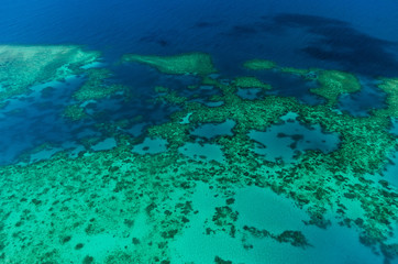 Aerial view of Moore Reef on the outer Great Barrier Reef in Australia