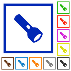 Poster - Flashlight flat framed icons