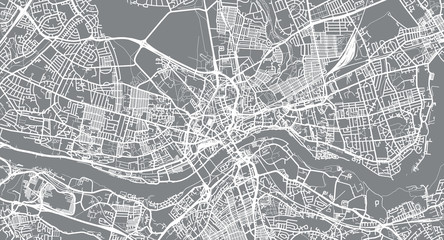 Urban vector city map of Newcastle, England