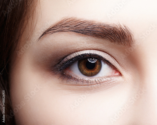Fotografie, Obraz Closeup macro shot of human brown female eye