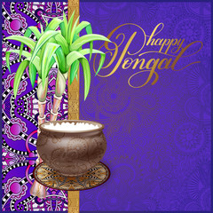 Canvas Print - happy Pongal greeting card to south indian harvest festival