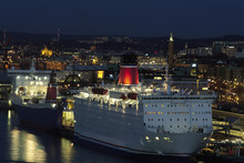 Docked Cruise Ship At Night