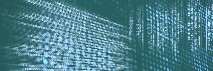 Poster - Code binary interface and green background