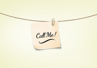 Poster - call me text on post it on wash line