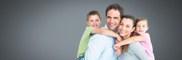 Poster - Family close together with grey background