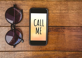 Poster - call me text on phone with sunglasses