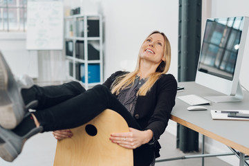 Wall Mural - Happy carefree young businesswoman