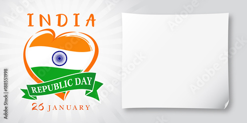 Republic Day Idia 26 January Greeting Banner Vector Illustration