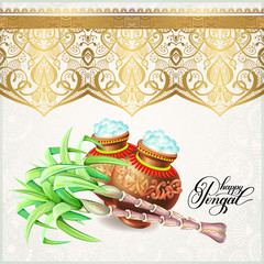 Canvas Print - happy pongal greeting card to south indian harvest festival