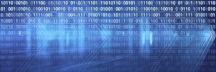 Poster - Code binary interface and blue background