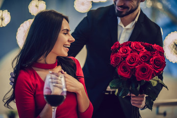 Wall Mural - Romantic couple in restaurant