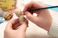 Textile Doll Painting - Hands Of The Young Artist.
