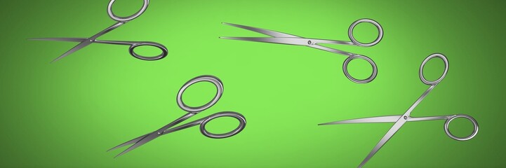 Poster - Scissors on green vignette