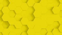 Abstract Hexagon Geometric Surface Loop 1D: Yellow Clean Minimal Hexagonal Grid Pattern, Random Waving Motion Background Canvas Bright Banana Sun Blond Gold Fun Yellow. Seamless Loop 4K UHD FullHD.