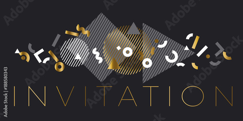 Abstract modern geometry motif for surface design. Cool gold and black patter...