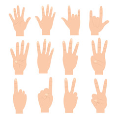 Sticker - set of hands differents gestures vector ilustration