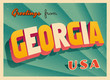 Vintage Touristic Greetings from Georgia, USA Postcard - Vector EPS10. Grunge effects can be easily removed for a brand new, clean sign.